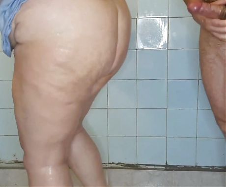 Old Fat Grandmother getting fucked under the shower. Her wet body is amazing.